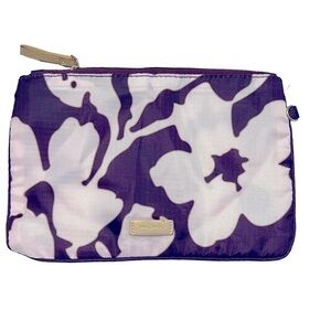 Vera Bradley Purple & White Floral Zipper Makeup Bag Pouch